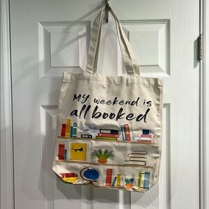 Canvas Tote Bag with Book Design